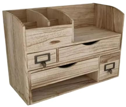 Schreibtisch-Organizer aus Holz mit Schubladen, Vintage-Aufbewahrungsbox, Regal für Büro, Zuhause, Schreibtischzubehör, Make-up-Box, Brief-Organizer, 44 x 20 x 30 cm