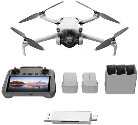 DJI Mini 4 Pro Fly More Combo with DJI RC 2 (screen remote controller), Folding Mini-Drone with 4K HDR Video Camera for Adults, Under 0.549 lbs/249 g, 34-Min Flight Time, 2 Extra Batteries