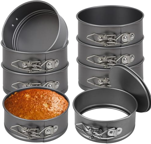 Aramanara 8 Pcs 4 Inch Springform Cake Tins for Baking, Mini Cheesecake Tin | Non-Stick Individual Sprung Baking Tins Small, Round Pie Tins with Removable Bottom for Baking Pizzas Quiches(Black)