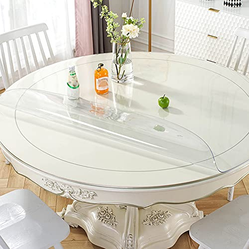 Transparente Tischdecke, 1 mm dick, weicher Glas-Tischschutz, kristallklare PVC-Abdeckung für runde Tische/Besprechungstische, 140 cm Durchmesser, langlebig und wasserdicht