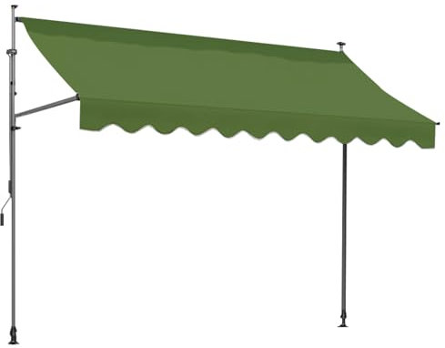 Store Banne Rétractable, Store Rétractable Autoportant, Store Manuel À Manivelle, Hauteur Et Inclinaison Réglables, Convient pour Balcon, Terrasse, Porche, Jardin, Restaurant, Café(Army green,150x120c