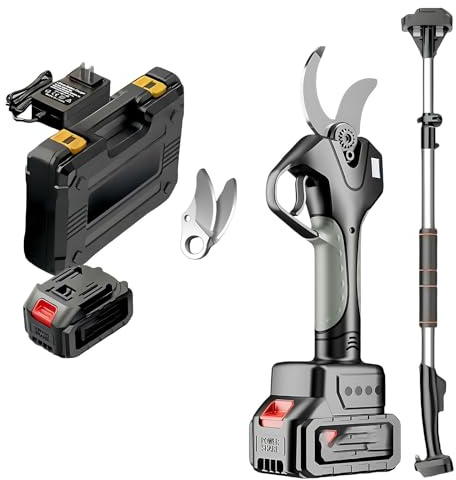 CIELOBLOEN Forbici Potatura a Batteria & Tagliarami Elettrico 2-in-1 con Asta, Batteria 2000mAh 21V, Display Contatore Tagli, Leggero per Lavori Prolungati in Giardini e Aziende Agricole 1battery