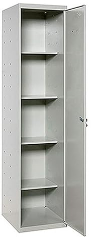 PROREGAL Putzmittelschrank AMEGO | HxBxT 180x40x40cm | 4X Fachboden | Grau-Grau | Metallschrank Haushaltsschrank