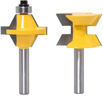 Jeu de 2 fraises à rainure et languette assorties à 120 degrés, tige de 8 mm, 12 mm et 1/2 pouce, for le travail du bois, avec bandes de chant.(8mm shank)