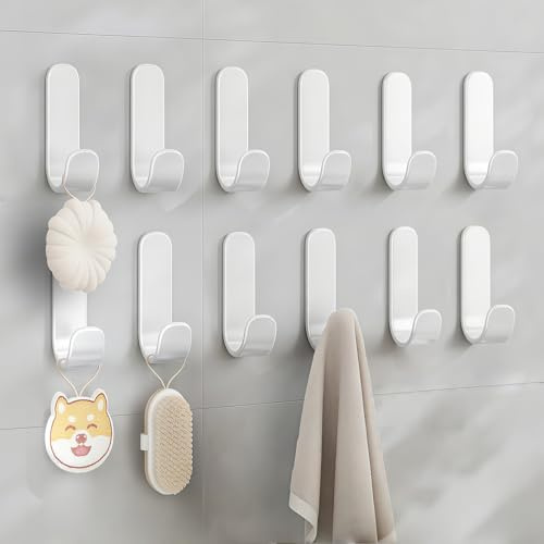Arimsoa Lot de 12 crochets autocollants en acier inoxydable à coller sans perçage pour salle de bain