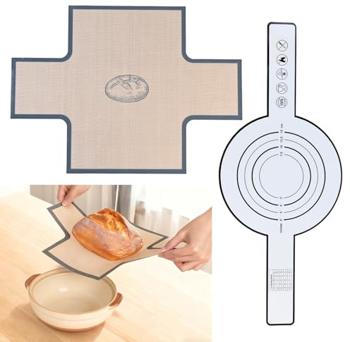 2 Tapetes de Silicona Para Hornear, Bandejas de Silicona Reutilizables Para Horno Holandés, Bandeja Para Pan Con Asas Resistentes Al Calor (Redondas Y Rectangulares)