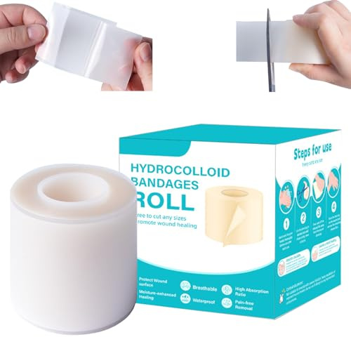 Hydrokolloid Pflaster Rolle, Pimple Patches Rolle, Wasserfestes Hydrokolloid Roll, Atmungsaktive & Hautfreundlich Wundauflagen FüR Pickel, Schnitte, Zehen, Gesicht, Wundpflege (5cmx1.5m)
