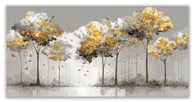 TODOAA Astratto Quadri Soggiorno Grande Albero della vita Albero Moderno della Foglia d'Oro Moderni Stampe Su Tela -Camera Da Letto Bagno Cucina Ufficio Pranzo(Oro)-50x100cm Non incorniciato