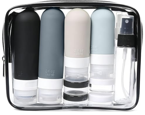 Travel Bottles 17 stycken 60 + 90 ml återanvändbara resetoalettset som inte läcker lätt lätt lätt påfyllningsbar reseflaska kan användas för schampo duschgel lotion användning på flygplan utvecklad