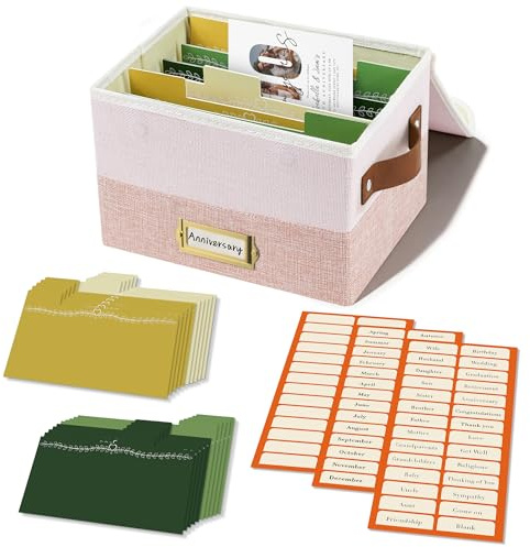 Vienrose Caja Organizadora de Tarjetas de Felicitación de Lino, Plegable