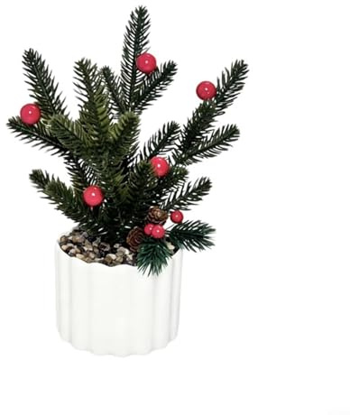 Künstliche Beerenpflanze mit roten Früchten, künstlicher Bonsai-Strauch im Topf, realistisches Kunststoff-Grün für Heimdekoration, Hochzeits-Mittelstück, Esstisch-Display