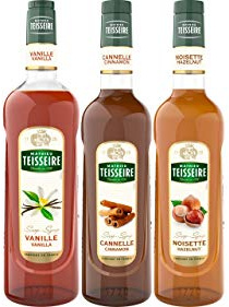Assortiment pour boissons chaudes : sirop de vanille, de noisette et de cannelle