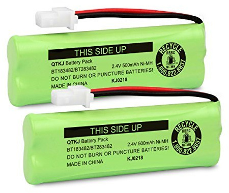 QTKJ BT183482 BT283482 2.4V Ni-MH Battery for Cordless Phones Vtech DS6401 DS6421 DS6422 DS6472 LS6405 LS6425 LS6425-3 LS6426 LS6475 LS6475-3 LS6476 89-1348-01 Cordless Handsets (2-Pack)