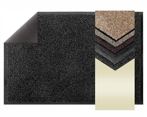 Primaflor Fußmatte mit 100% Baumwolle Flor - Flexi, 40x60 cm, Schwarz/Graphit, Viele Größen und Farben, rutschfeste Schmutzfang-Matte, Robuster Tür-Vorlger und Sauberlauf für den Eingang und Flur