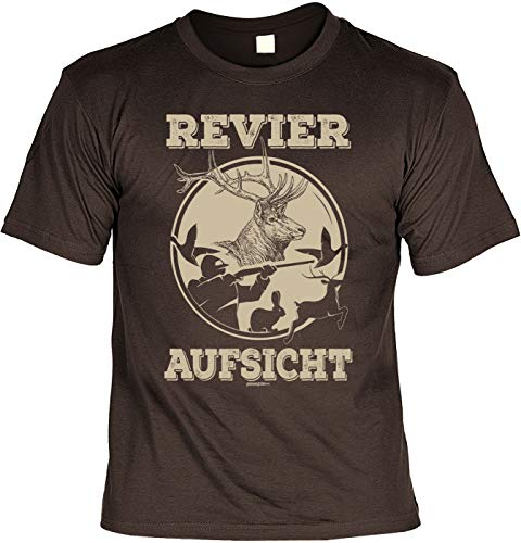Jäger T-Shirt für Männer - Revier-Aufsicht - Herren Shirts braun originelle Jagd Geschenke für Meisterjäger Bedruckt