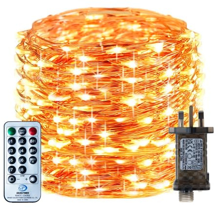 RcStarry Älvljus med kontakt, 30M 300LED koppartrådsljusslingor varmvitt, 99ft LED älvljusslingor närströmansdriven med fjärrkontroll, timer, 8 lägen, minne, vattentät för inomhus och