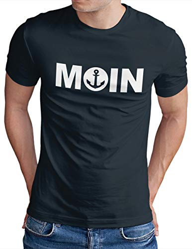 OM3® Moin mit Anker T-Shirt | Herren | Slogan Meer Spruch Küste Statement Norden | S - 5XL