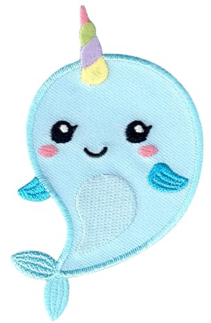 PatchMommy Narwal Aufnäher zum Aufbügeln für Kinder, 9 x 5 cm