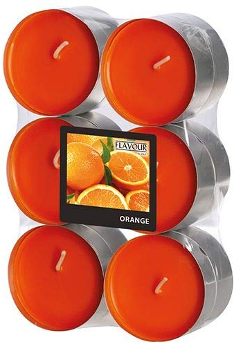 GALA Flavour by Maxi Duftlichte Ø 58 mm, 24 mm orange - Orange 96923 Duftkerzen Maxi-Teelichter Duft-Teelichter, 12 Stück