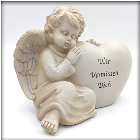 Kieskönig Engel mit Herz Wir Vermissen Dich Grab Grabschmuck Trauerschmuck