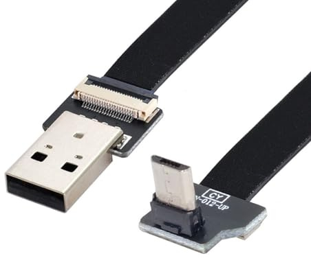 chenyang Micro USB Flat Cable USB 2.0 Male to Micro USB Male 90 Degree UP Angled Ribbon Flex Extension Cable Adapter 1.0M