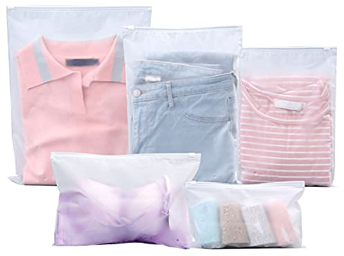 NITAIUN 30 Piezas Organizadores de Embalaje de Viaje, Bolsas de Almacenamiento de Ropa Bolsa Ziplock Reutilizable Bolsa de Transparente Esmeriladas Plástico para Ropa, Bragas, Zapatos, Cosméticos