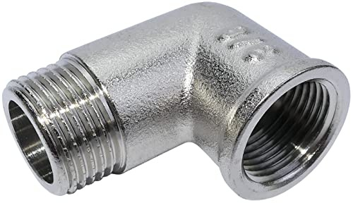 AERZETIX - C53469 - Winkel aus messing mit 90° 3/8''x3/8'' männlich/weiblich - verbindung für schlauch mit gewinde zum einschrauben - nickel finish/matten