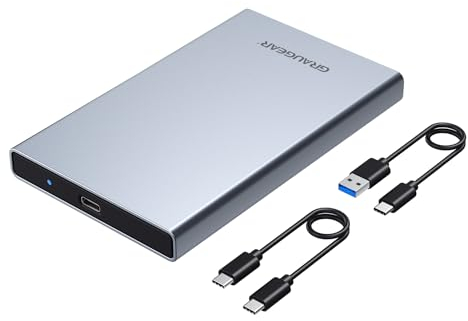 GRAUGEAR Boîtier USB Type-C pour SATA SSD/HDD 2,5, USB-A et UAB-C, USB3.2 Gen2 10Gbit/s, Boîtier Aluminium, G-2501-AC-10G
