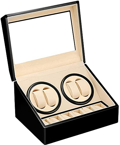 DRAIGERWAY Automatische Uhrenbeweger Box,luxuriöser Uhrenbeweger,Uhrengehäuse mit leisem Mabuchi Motor,Lagerung Schmuckschatulle(Schwarz Klavierlacken-DGW)