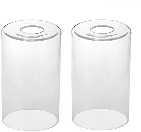 2 Stück Lampenschirm aus Glas, transparenter Lampenschirm, zylindrisch, Ersatzschirm aus Glas, Lochdurchmesser 4,2 cm (Durchmesser 9 cm x Höhe 14 cm)