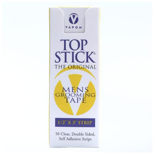 Vapon Topstick - Cinta adhesiva de doble cara para pelucas, 50 unidades, 1,27 x 7,6 cm, cinta adhesiva transparente para pelucas, hipoalergénica, impermeable y sin látex