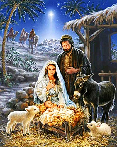 Diamond Painting Kits für Erwachsene, Anfänger und Kinder, 5D Full Drill DIY Diamond Number Kits, Religiöse Diamond Paintings Christentum