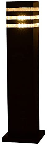 Quevia-Eletro Außen Sockelleuchte Retro Aussen Säulenlicht E27 Wasserdichte IP44 Aussenleuchte LED Pollerleuchten Retro Schwarz 1-Flammig Terrasse Gartenlampe Aluminium für Rasen Villa Pfad H60CM