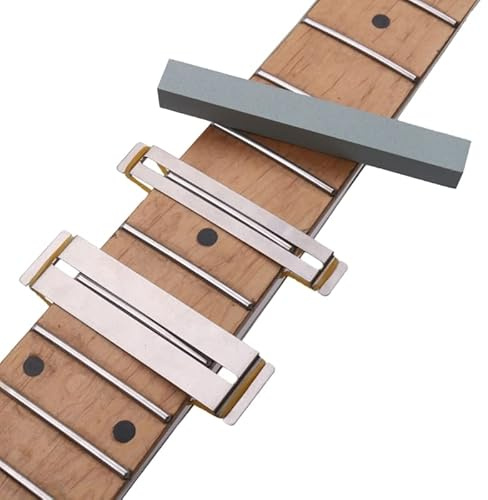 CCeCCe Gitarren-Bunddraht, Schleifstein, Polierfeile, Nivellierbalken mit Metall-Griffbrett-Schutz, Schutz mit Gummiband-Set, Fingerplatte, Radian-Gitarre, Bass, DIY, Gitarrenbauer, Reparatur,