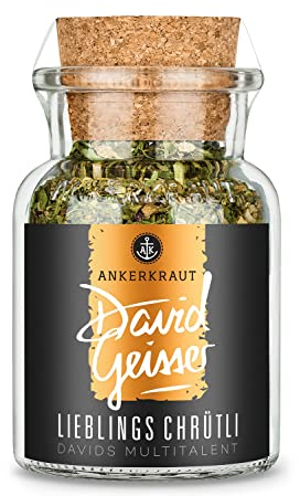 Ankerkraut Lieblings Chrütli, Gewürz aus Kooperation mit Star-Koch David Geisser, für Fondue, Rösti und Raclette, mit Fleur de Sel, Pfeffer und Salbei, 45 g im Korkenglas
