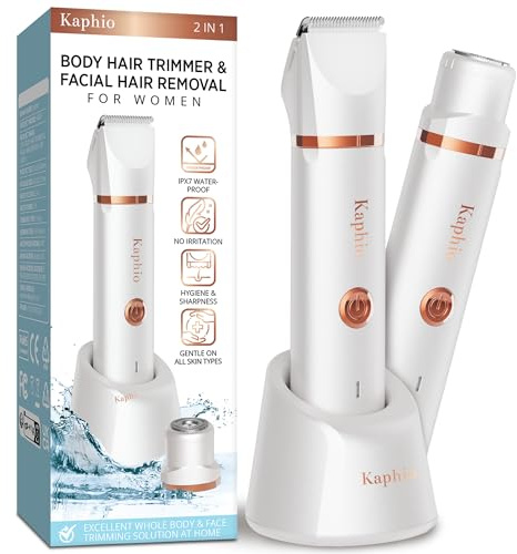 Tondeuse de bikini pour femmes : rasoirs életctriques 2 en 1 pour femmes – Rasoir életctrique rechargeable – Tondeuse de bikini étanche IPX7 pour aisselles, jambes, bras, corps (blanc perle)