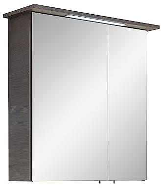Lomadox Spiegelschrank Bad mit Beleuchtung 60 cm breit in Graphit Struktur quer Nb., B/H/T: ca. 60/72/20cm
