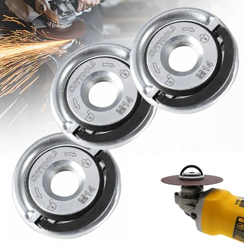 LOEPENLE 3 Stück M14 Winkelschleifer Schnellspannmutter mit Hebel, für Winkelschleifer, ohne Werkzeug, für Metall- und Diamanttrennscheiben