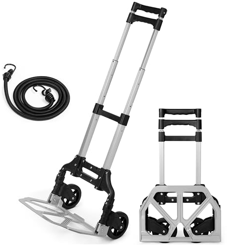 Folding Hand Truck Aluminium,Heavy Duty Hand Truck Foldable Trolley on Wheels,Multi Purpose Sack Truck Moving Trolley (80 kg maximum)