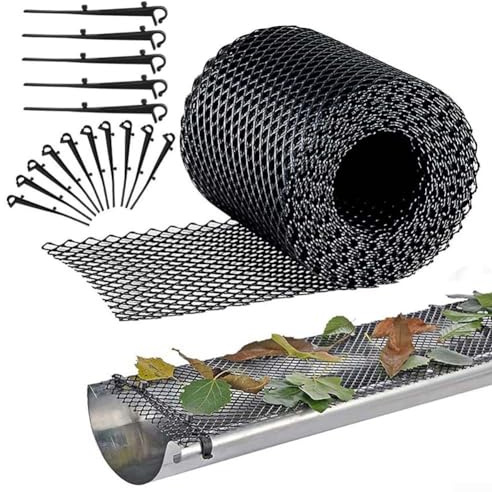 Grille de protection de gouttière en maille pour bloquer les ordures, prévention des feuilles, 15 cm x 6 m