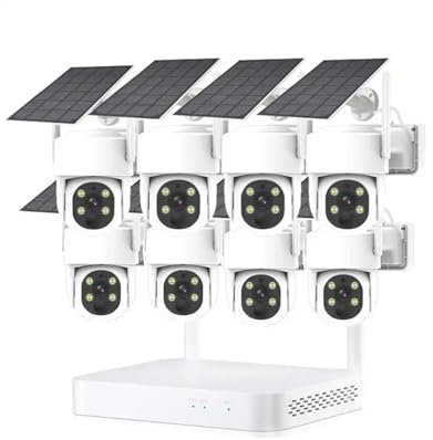 AKAVIG 8CH 4MP Solar Powered Security Camera System, Full HD Wireless CCTV WiFi Solar Surveillance NVR Kit for Outdoor with Color Night Vision, Human Detection