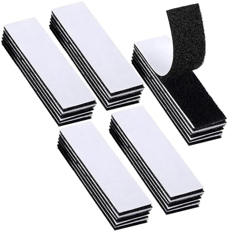 25pcs Hook Loop Strip Tape,Heavy Duty Hook Loop Tape Strips,3 * 10cm Double-Side Reclosable Hook Loop Strips Tape,Self Adhesive Sticky Back Double Sided Tape for Indoor and Outdoor(Balck)