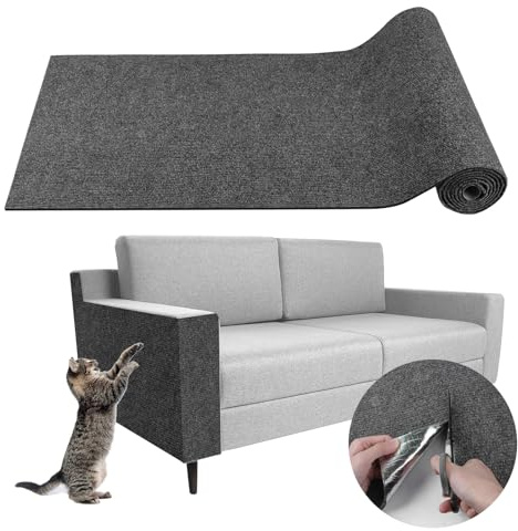Kratzmatte Katze selbstklebend Kratzteppich Katze Wand Kratzbretter Sofa Kratzschutz Kratzmatte für Kratzwand Katzenkratzbretter DIY (Dunkelgrau, 40×400cm)