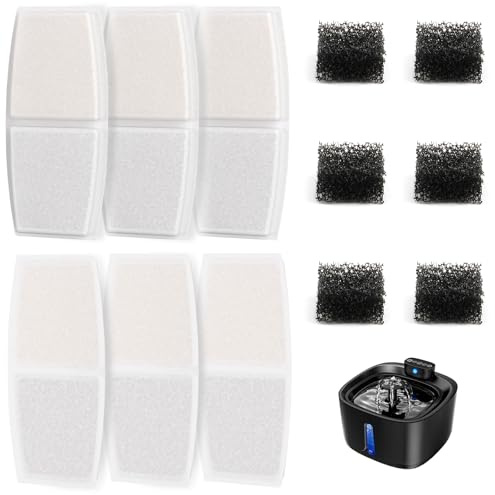 Katzenbrunnen Filter, Mehrfachfiltration, Entfernung von Verunreinigungen, 6 Aktivkohlefilters + 6 Schaumstofffilters Geeignet für Trinkbrunnen für Katze
