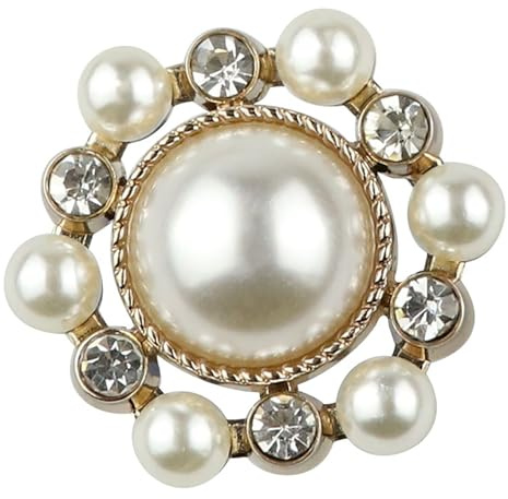 5 Pcs Luxurious Pearl Water Diamond Gold Metal Hollow Intricate Design Flower Buttons for Sewing, Blazer, Suits, Sport Coat, Uniform, Jacket