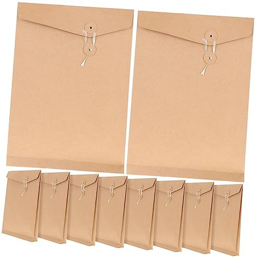 TEHAUX 10stücke Kraftpapierumschlag Mit Kordelzugverschluss Dokumentenordner Umschläge Für Aktenorganizer Und Aufbewahrung