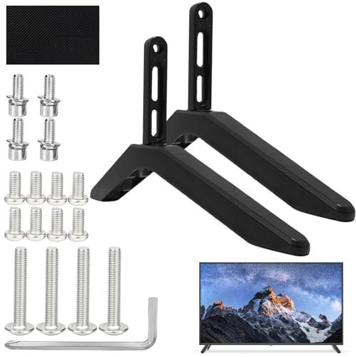 FunWorth Piedini per Supporto TV Universale, Supporto TV per da 32-65 Pollici, Base Stabile con Regolazione Dell'inclinazione, Compatibile con Schermi Piatti Samsung, LG, Sony ecc., Curvi