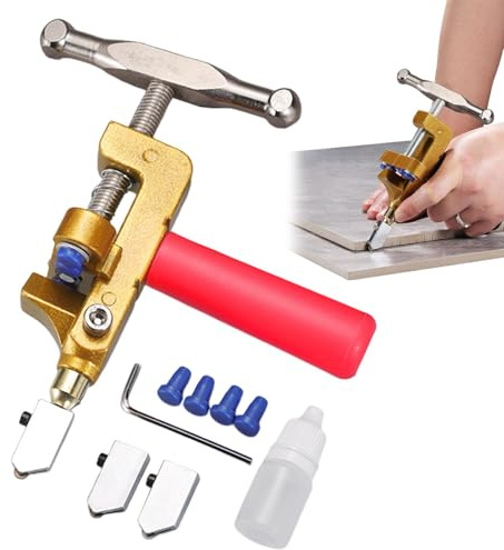 Tagliapiastrelle in vetro - Utensile per taglierina in vetro, taglierina manuale per piastrelle in vetro | Taglierina manuale per vetro in acciaio al tungsteno con un cacciavite 2 lame aggiuntive