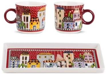 Egan Set 2 Minimug+Vassoio Paese Mio Rosso