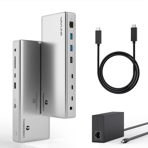 Thunderbolt 4 Dock, WAVLINK Thunderbolt 4 Docking Station with Quad 4K@60Hz Monitors, Four Thunderbolt4 ports, 98W PD, 2.5G RJ45 Ethernet, SD V4.0, 10Gbps USB3.1, for MacBook Pro/Air etc